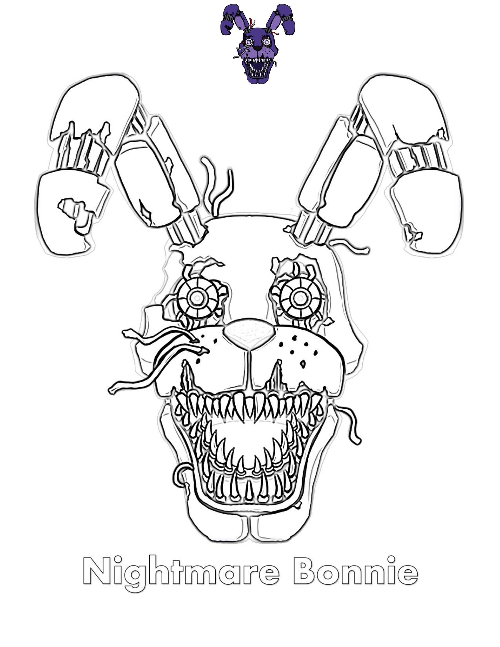 Nightmare Bonnie FNAF Coloring Pages Coloring Cool