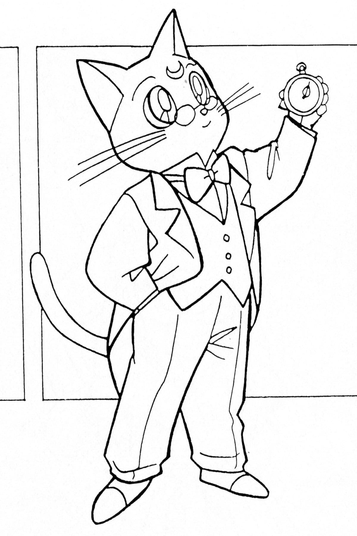 Cat From Sailor Moon Coloring Pages Coloring Cool