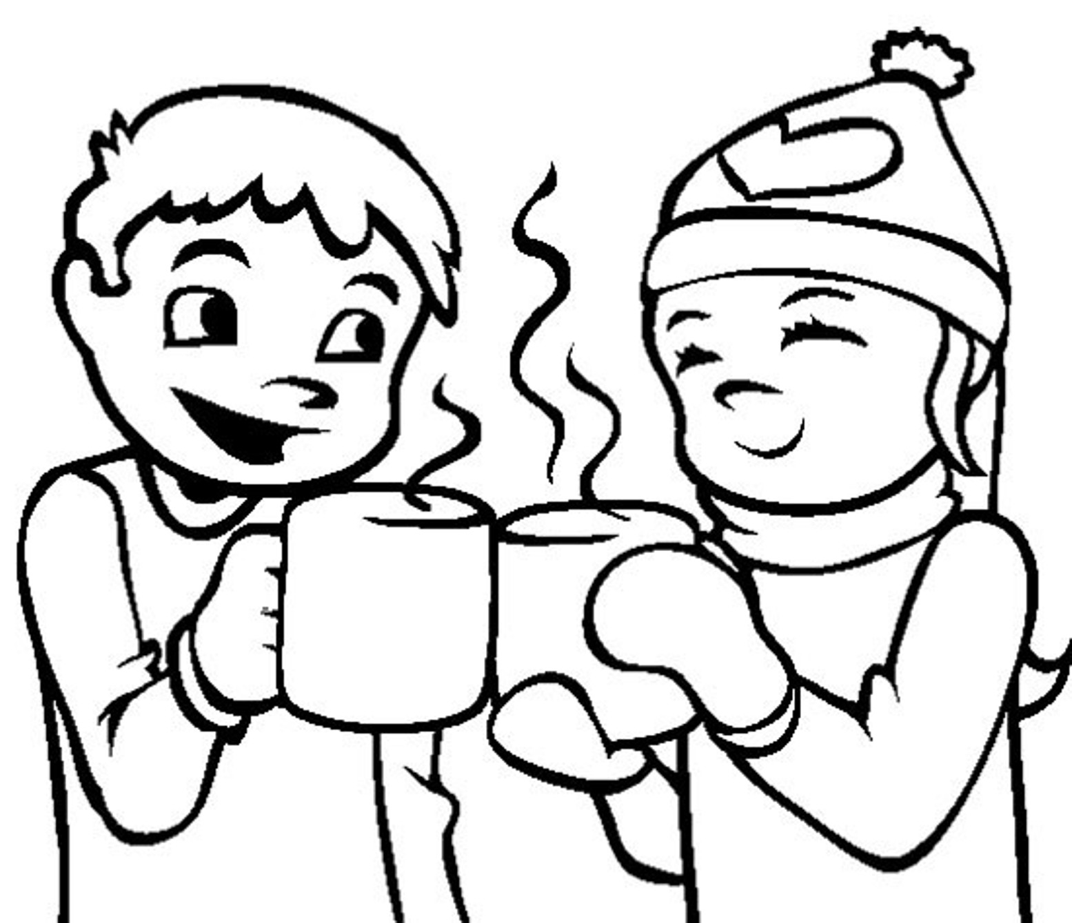 Kids Drinking Hot Cocoa
