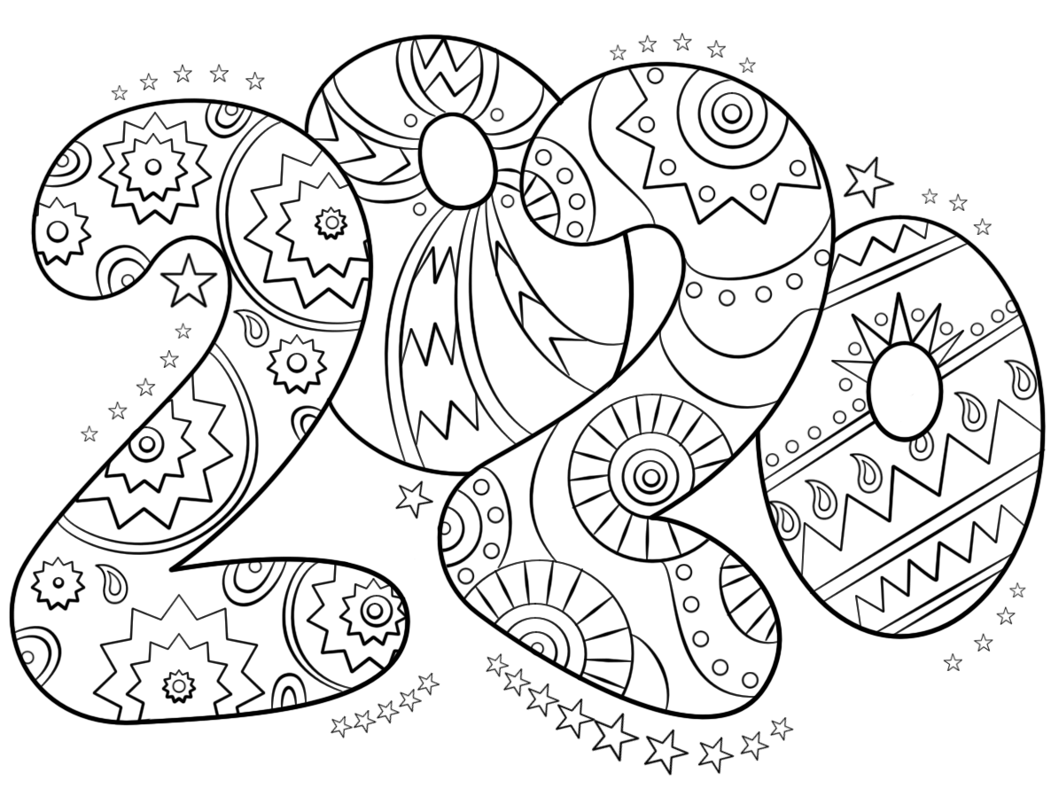 2020 Number New Year Coloring Page
