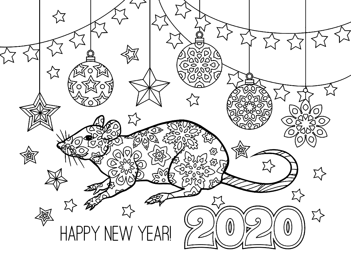 2020 Year Of The Metal Rat Page Coloring Page