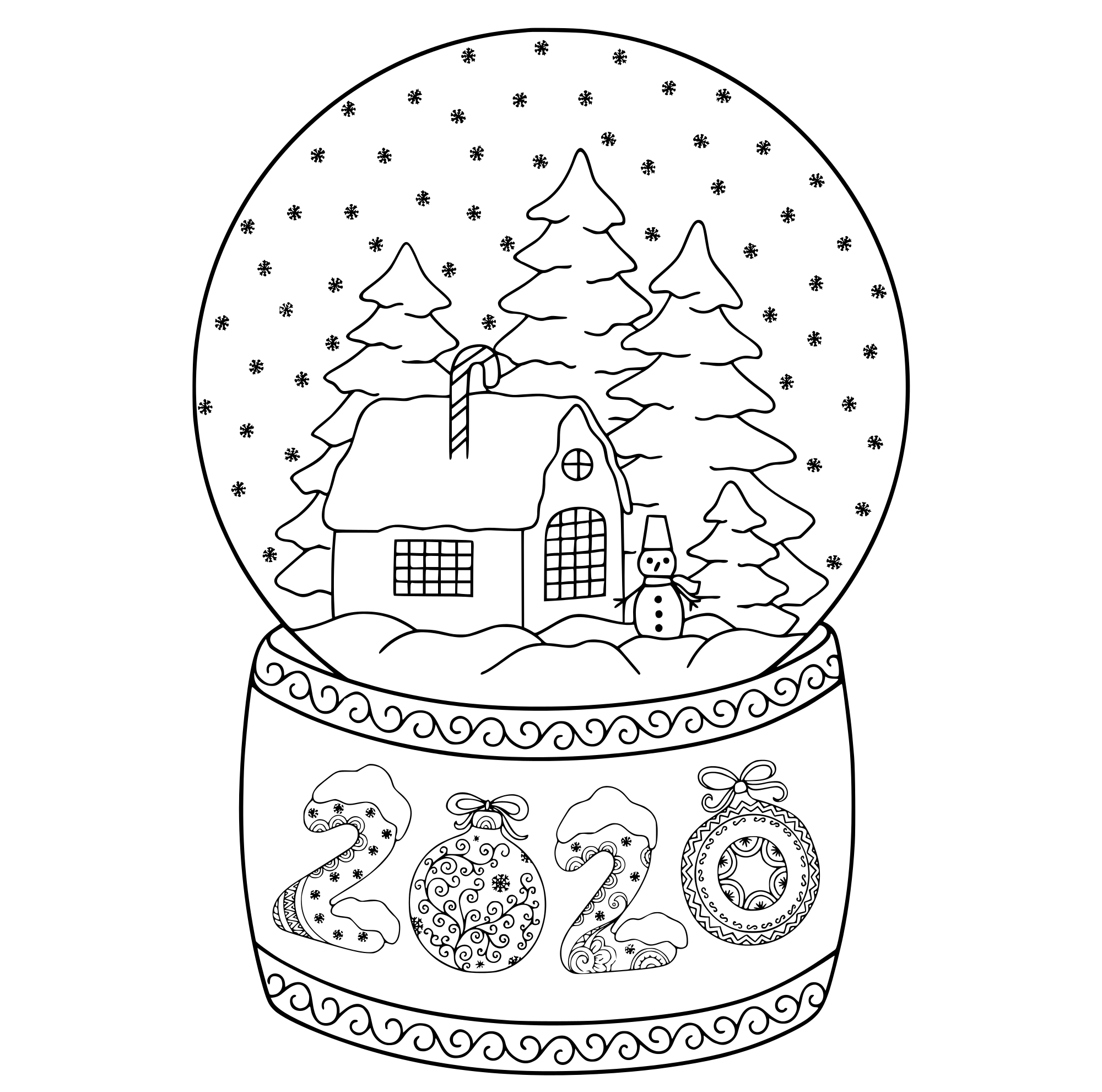 2020 Toy Glass Snow Globe House Coloring Page