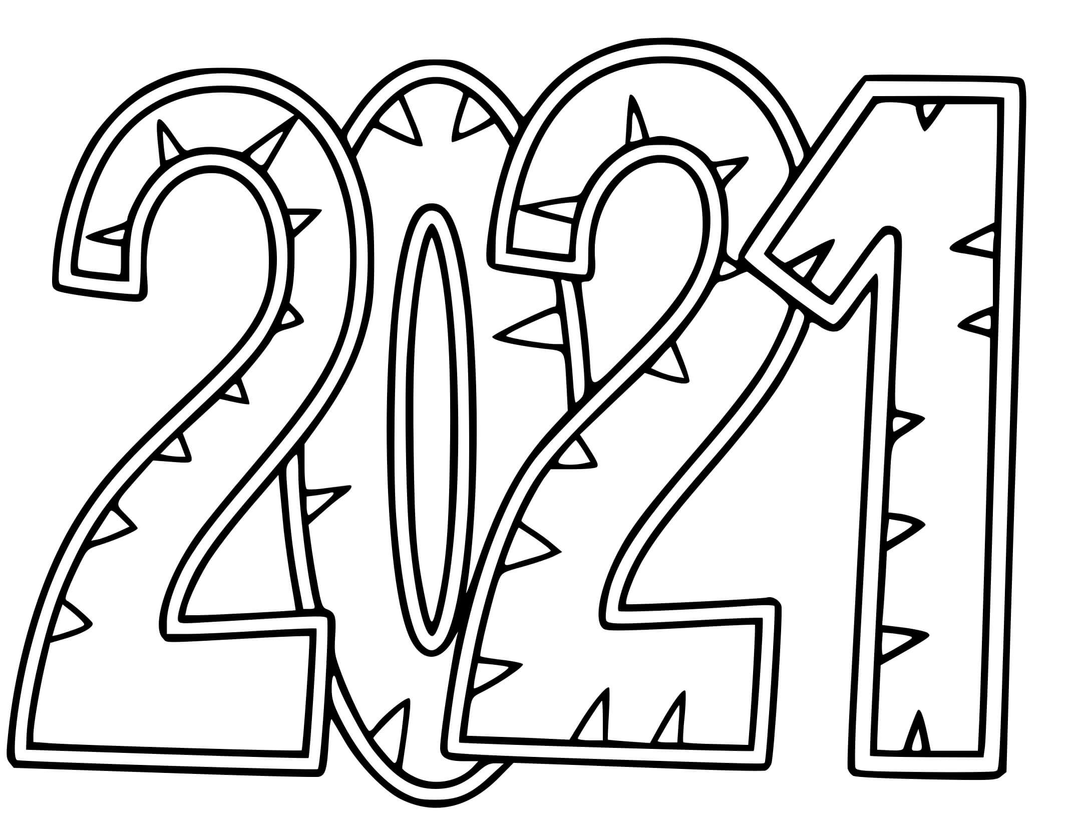2021 Happy New Year Coloring Page