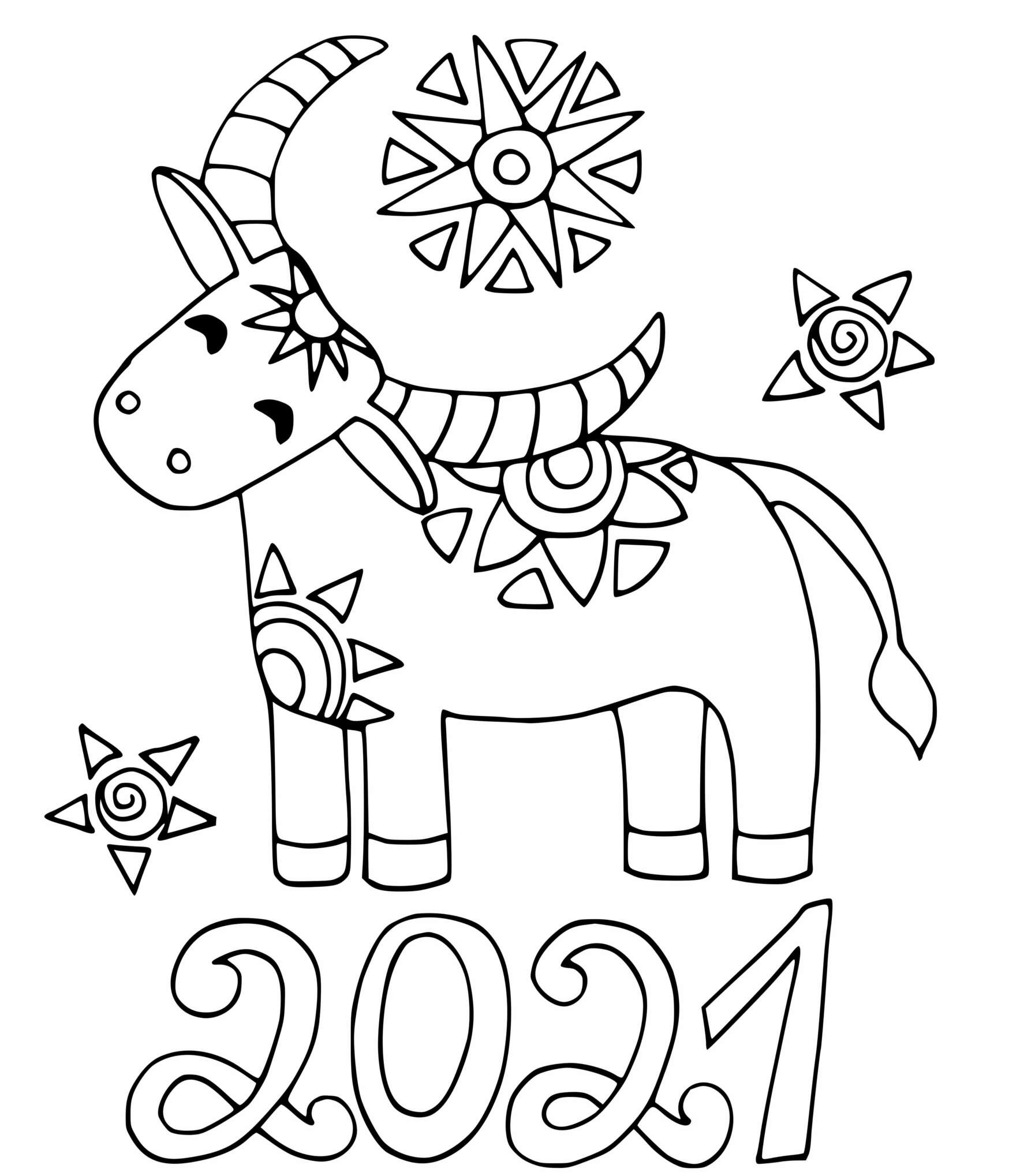 2021 New Year Coloring Page