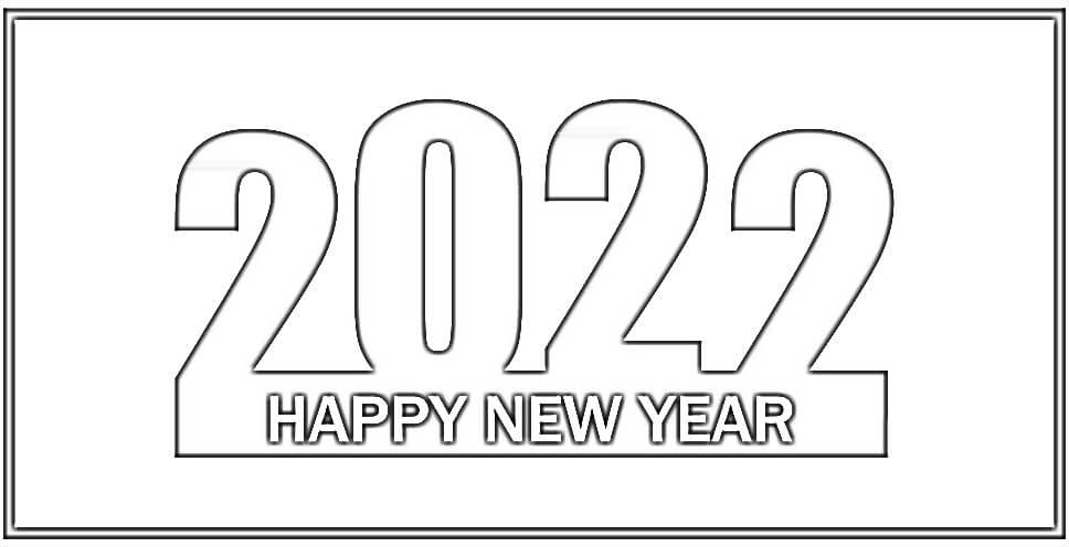 2022 Happy New Year Coloring Page
