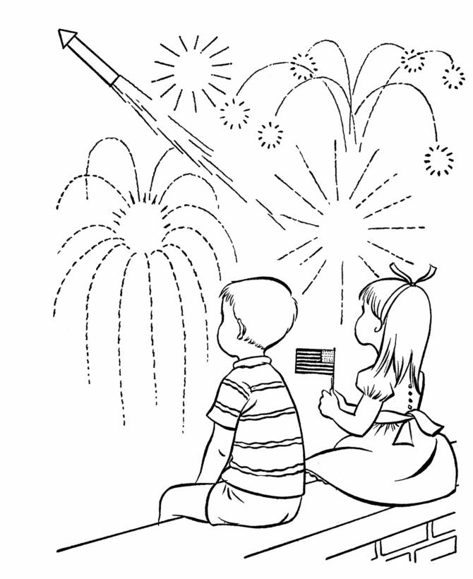 4th of Julys Fireworks Coloring Page