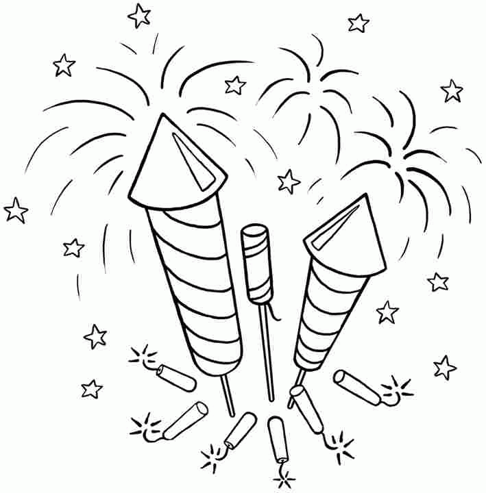 4th of Julys Free – Fireworks Coloring Page