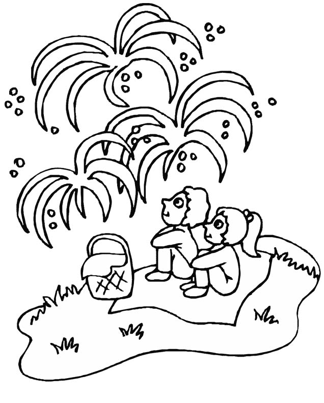 4th of Julys Watching Fireworks Coloring Page