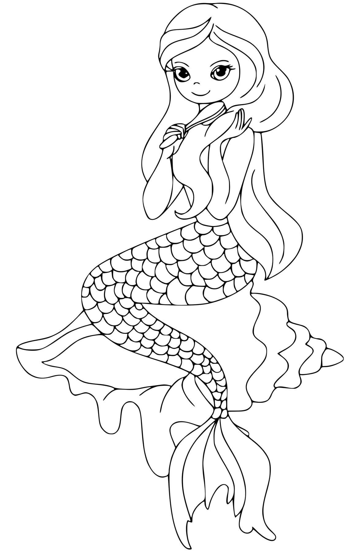 A Pretty Mermaid Brushing Her Hair
