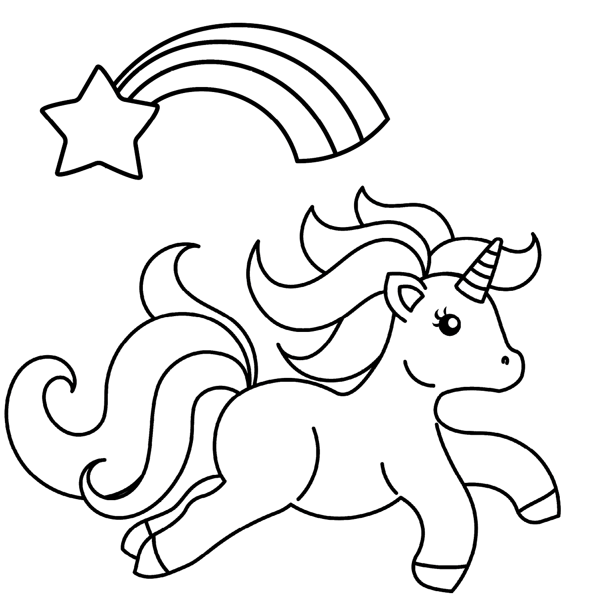 A Sweet Little Unicorn With A Shooting Star Coloring Pages ...