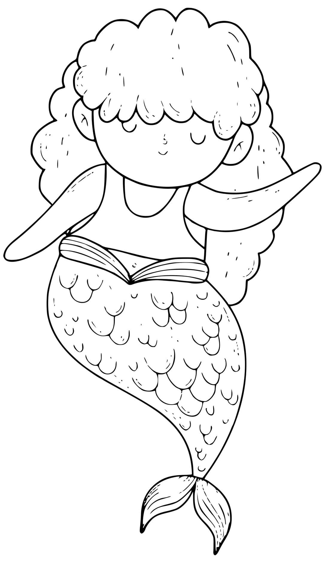 A Thoughtful Mermaid With Her Eyes Closed