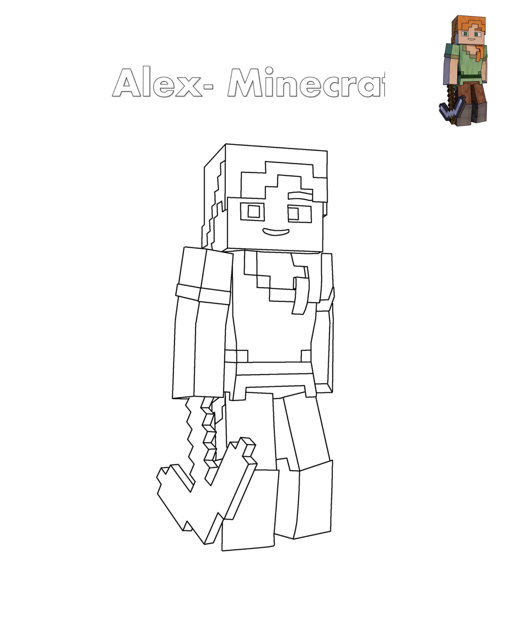 Alex Minecraft Coloring Page