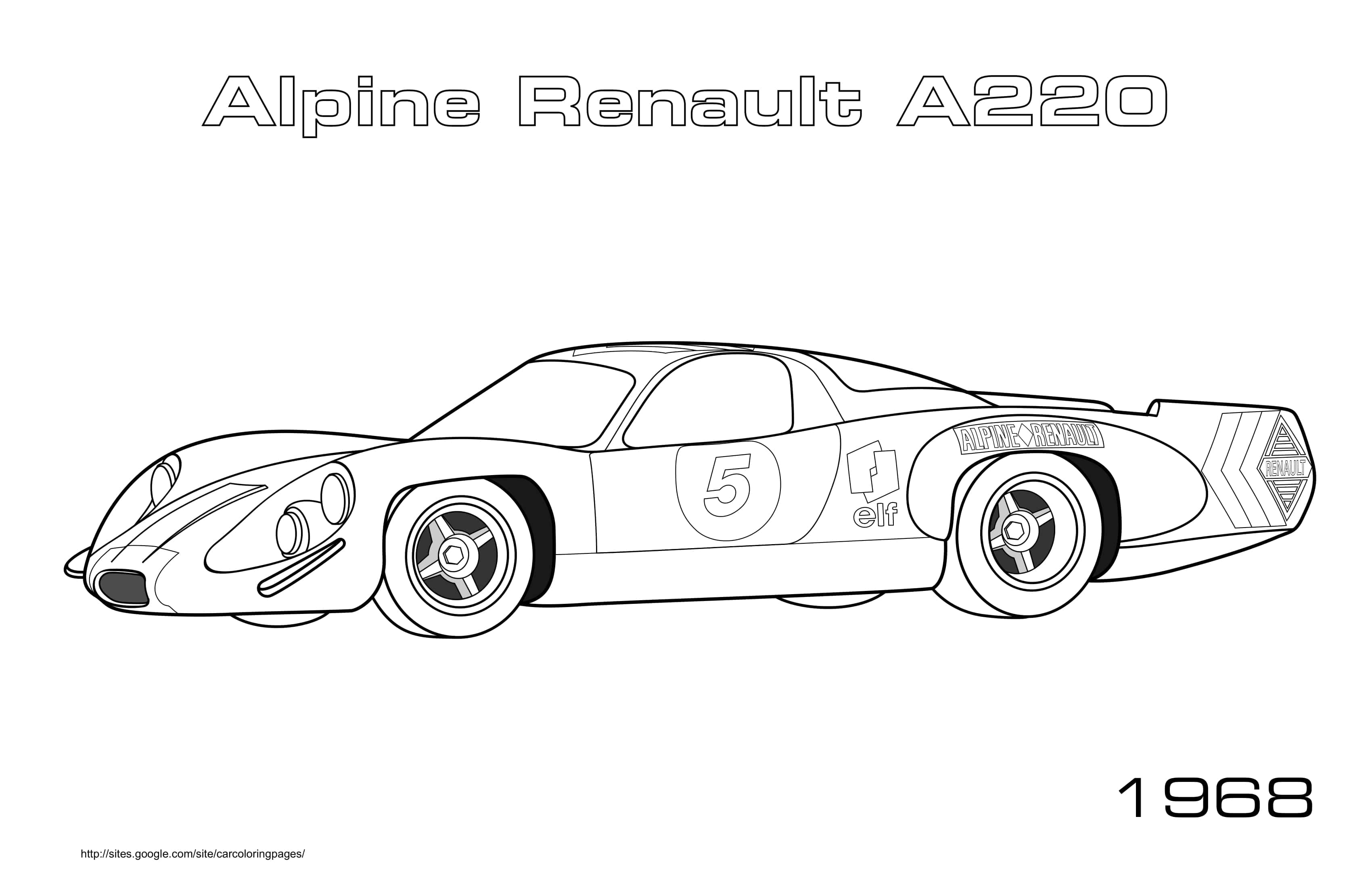 Alpine Renault A220 1968 Coloring Page