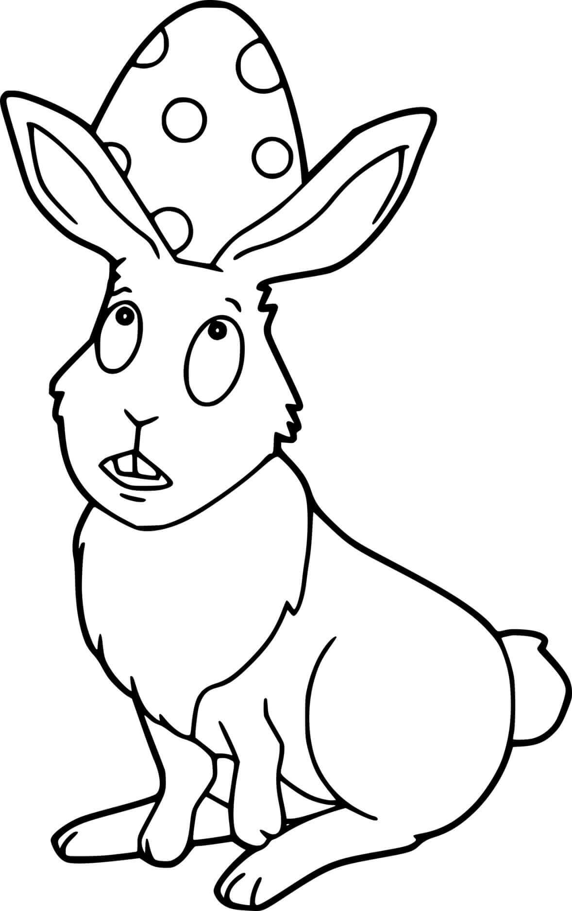 An Egg On The Easter Bunnys Head Coloring Page
