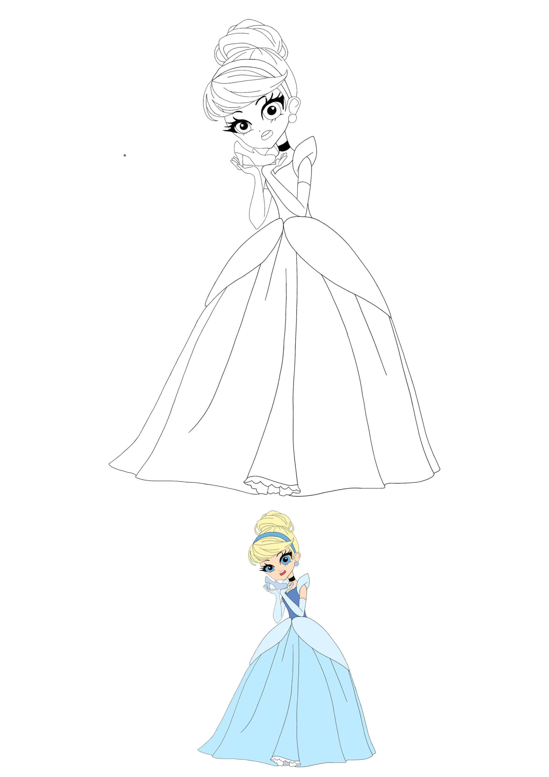 Anime Disney Princess Cinderella Coloring Page
