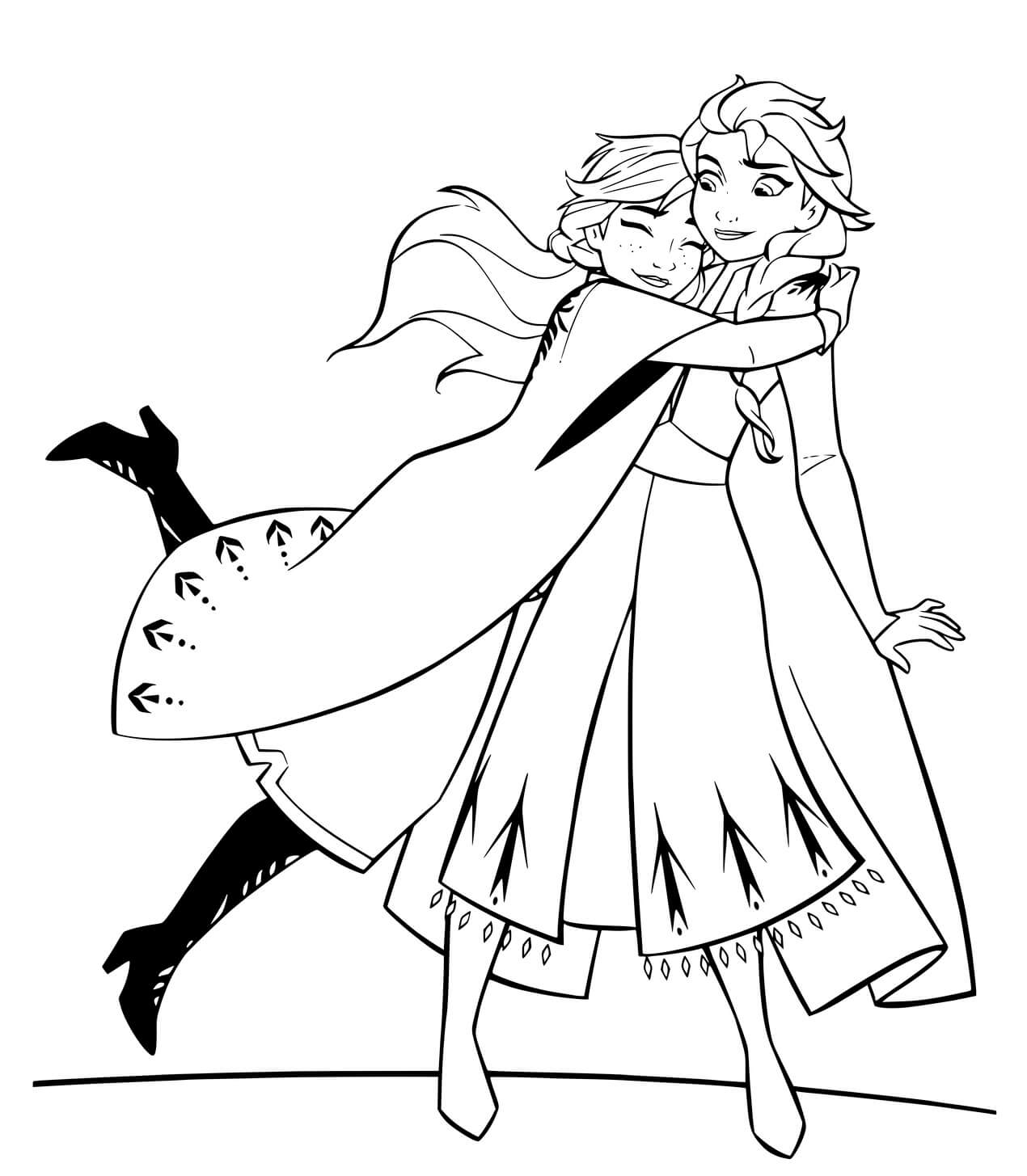 Anna And Elsa Hugging