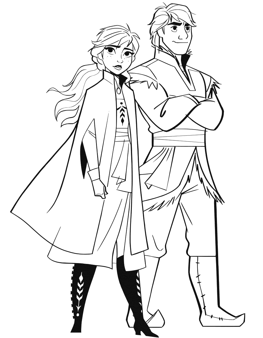 Anna And Kristoff Coloring Page