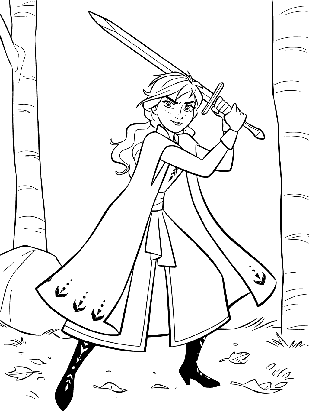 Anna With Sword Coloring Page
