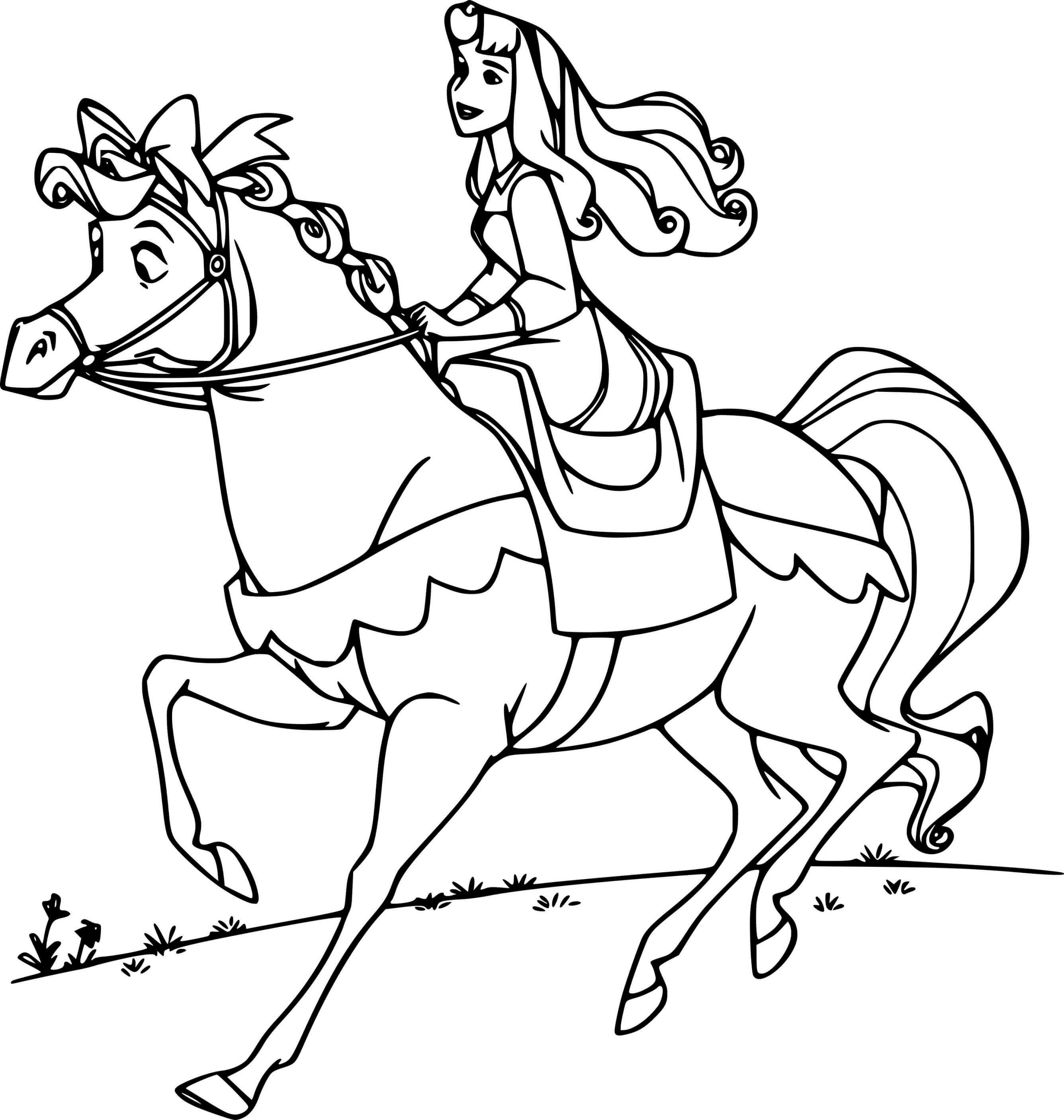Aurora Riding A Horse Disney Princess Coloring Pages   Coloring Cool