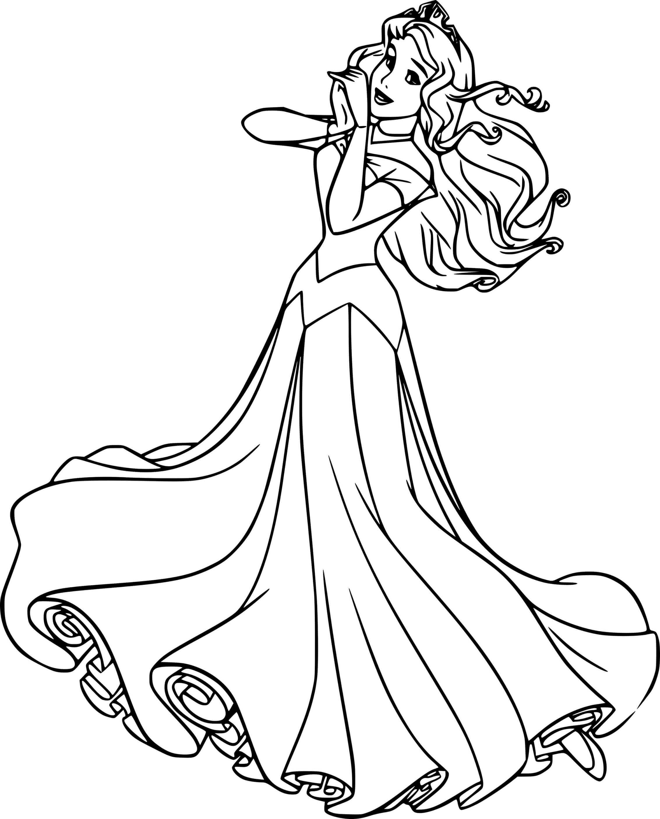 Aurora In A Beautiful Dress Disney Princess Coloring Pages ...