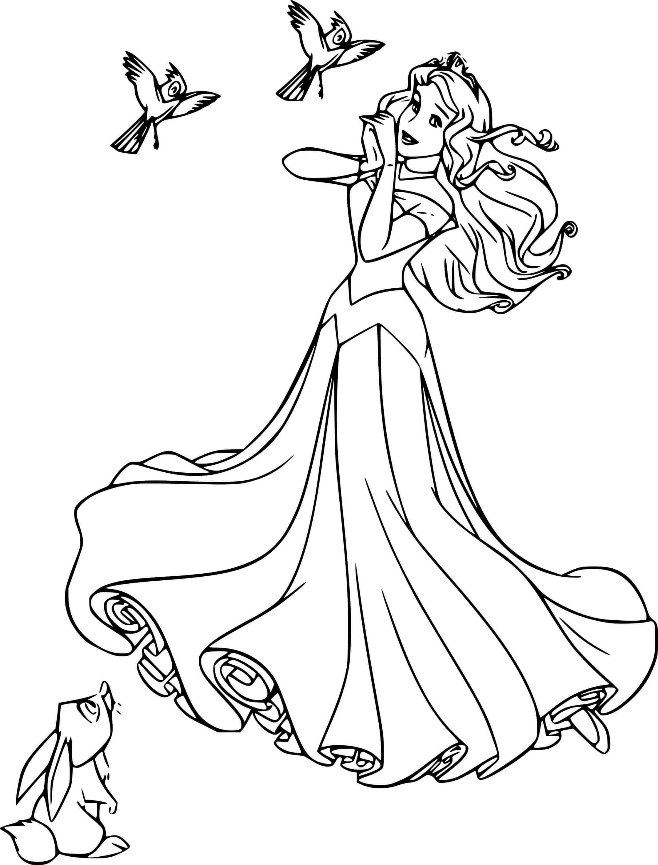 Aurora With Forest Animals Disney Princess Coloring Pages ...