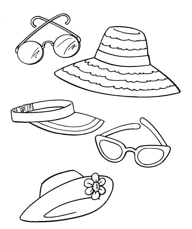 Beach Accessories Coloring Page