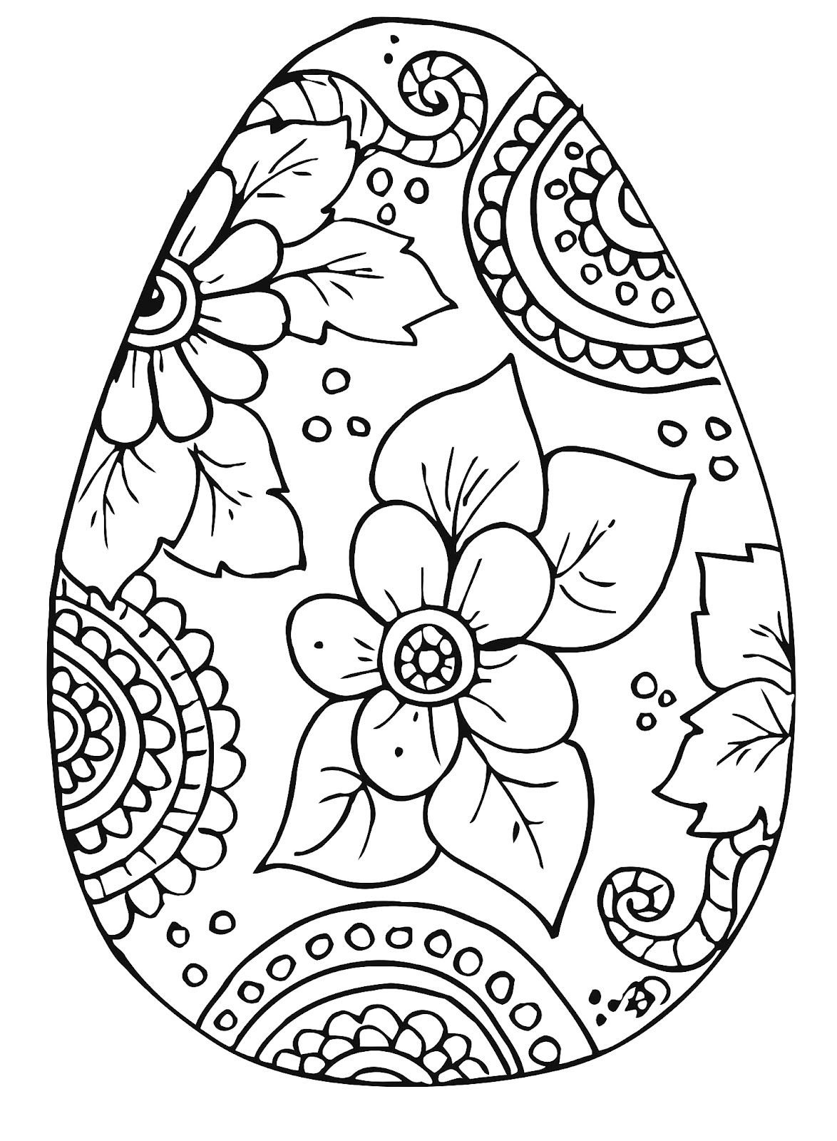 Beautiful Easter Egg With Flowers For Adult Coloring Page