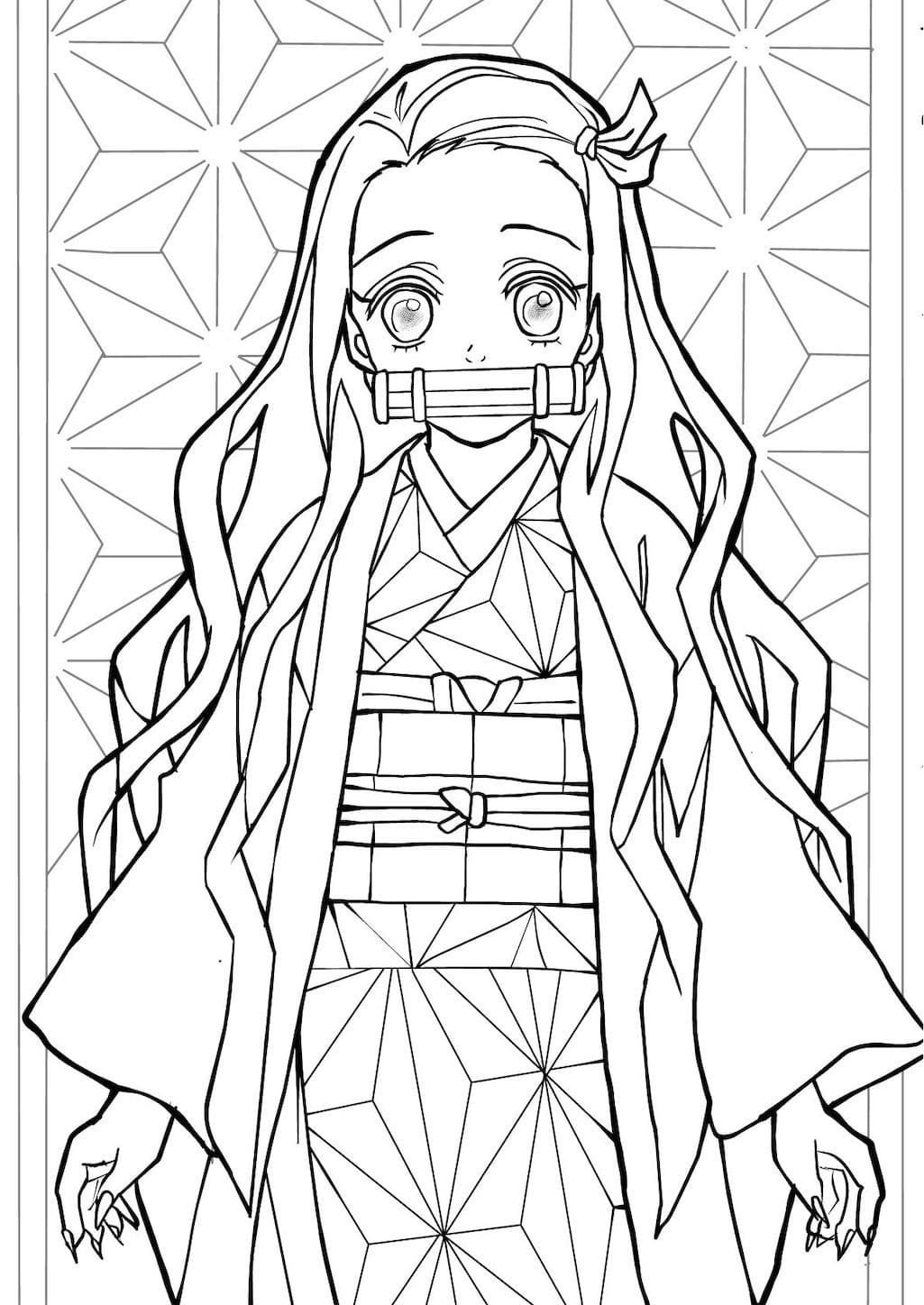 Beautiful Nezuko From The Anime Blade Demon Slayer Coloring Pages ...