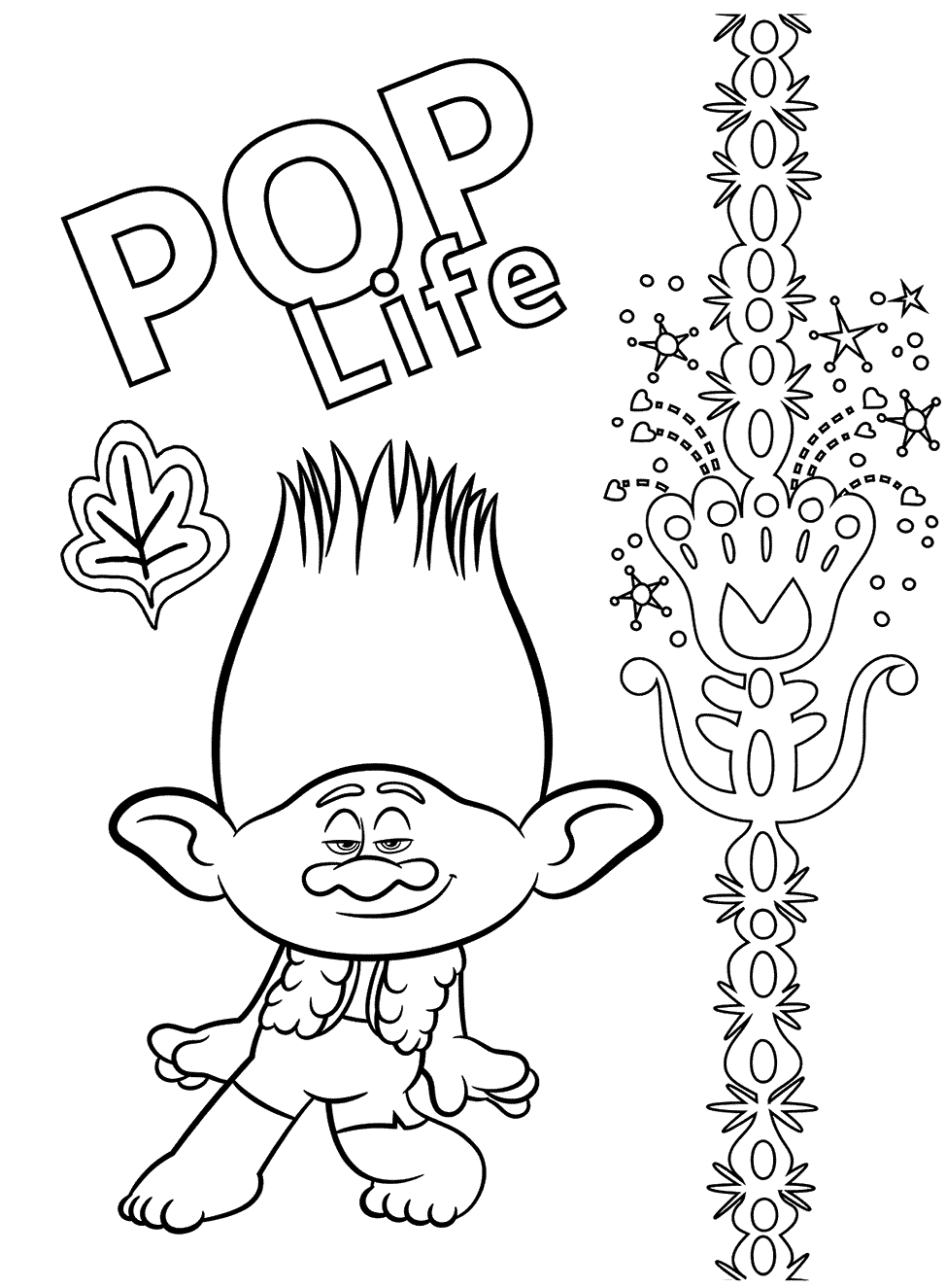 Branch From Trolls 2 Coloring Page