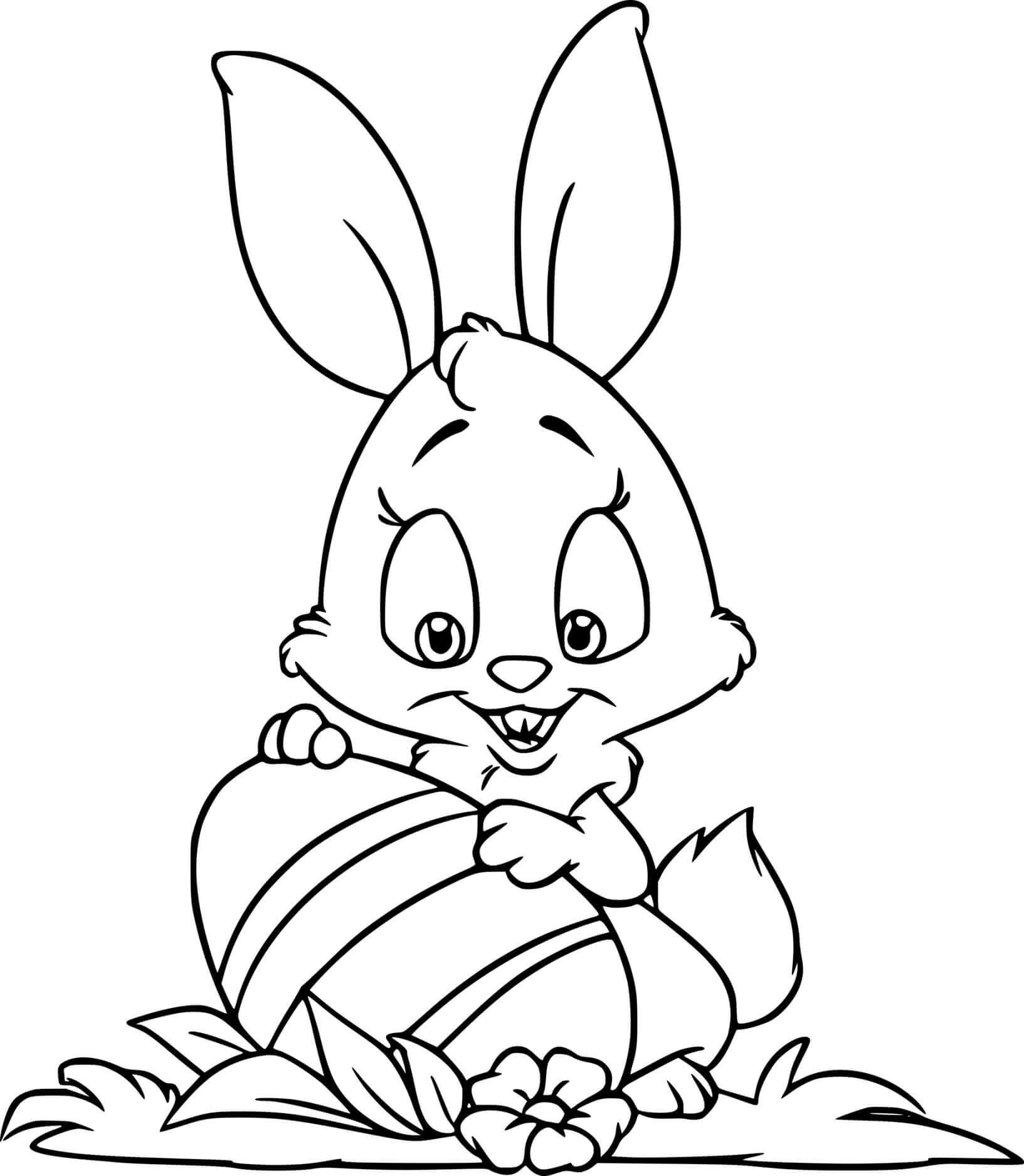 Bunny Found An Easter Egg Coloring Page