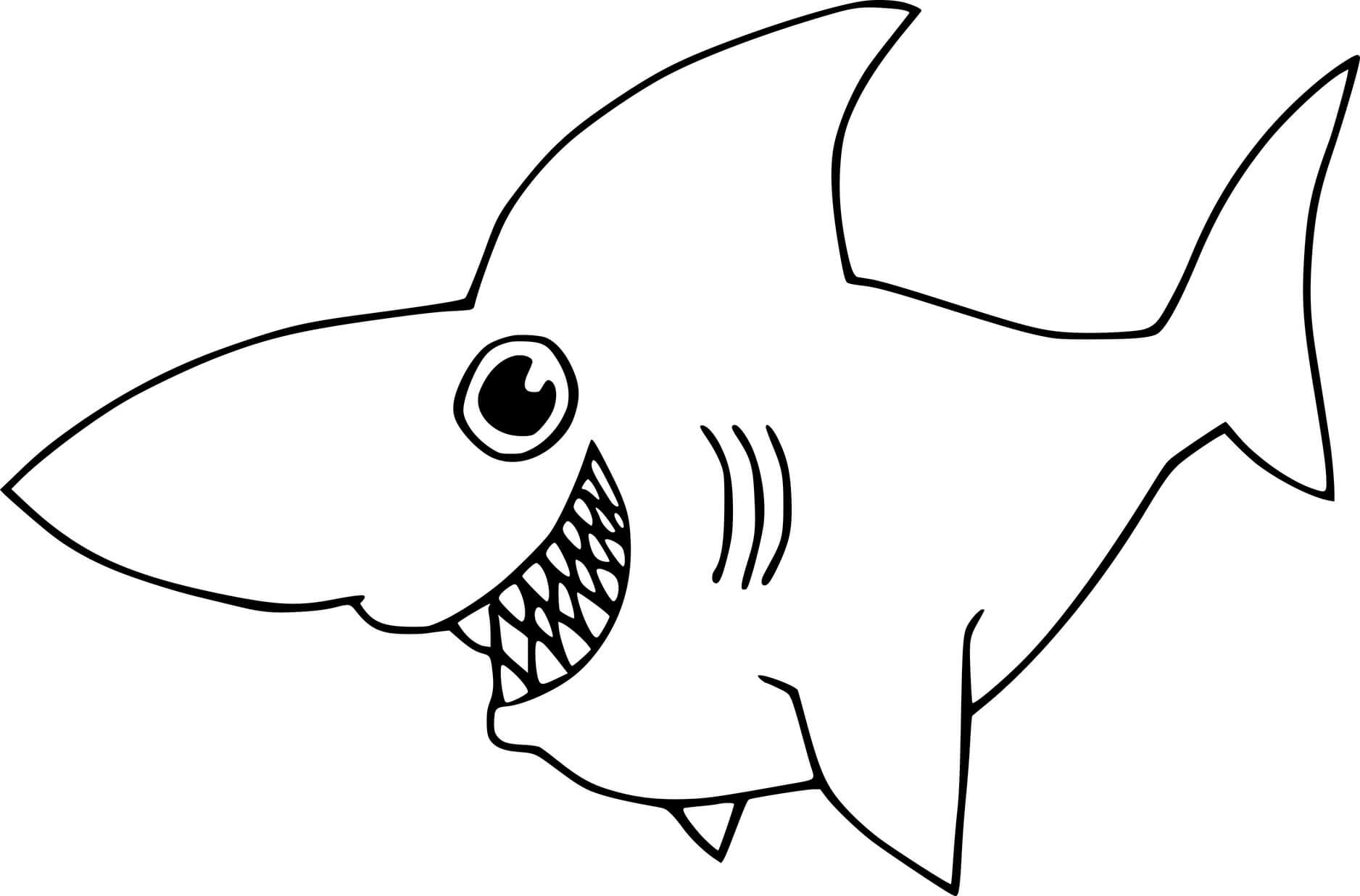 Cartoon Great White Shark Coloring Page