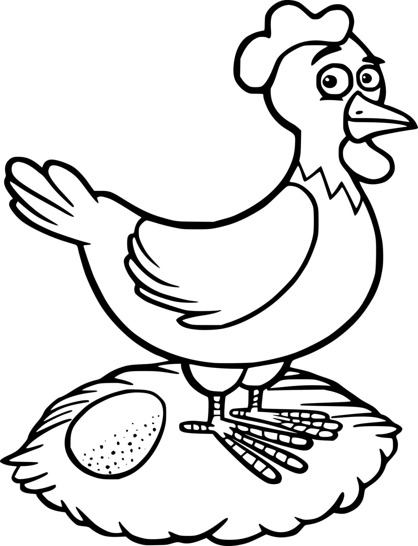 Cartoon Hen And An Egg
