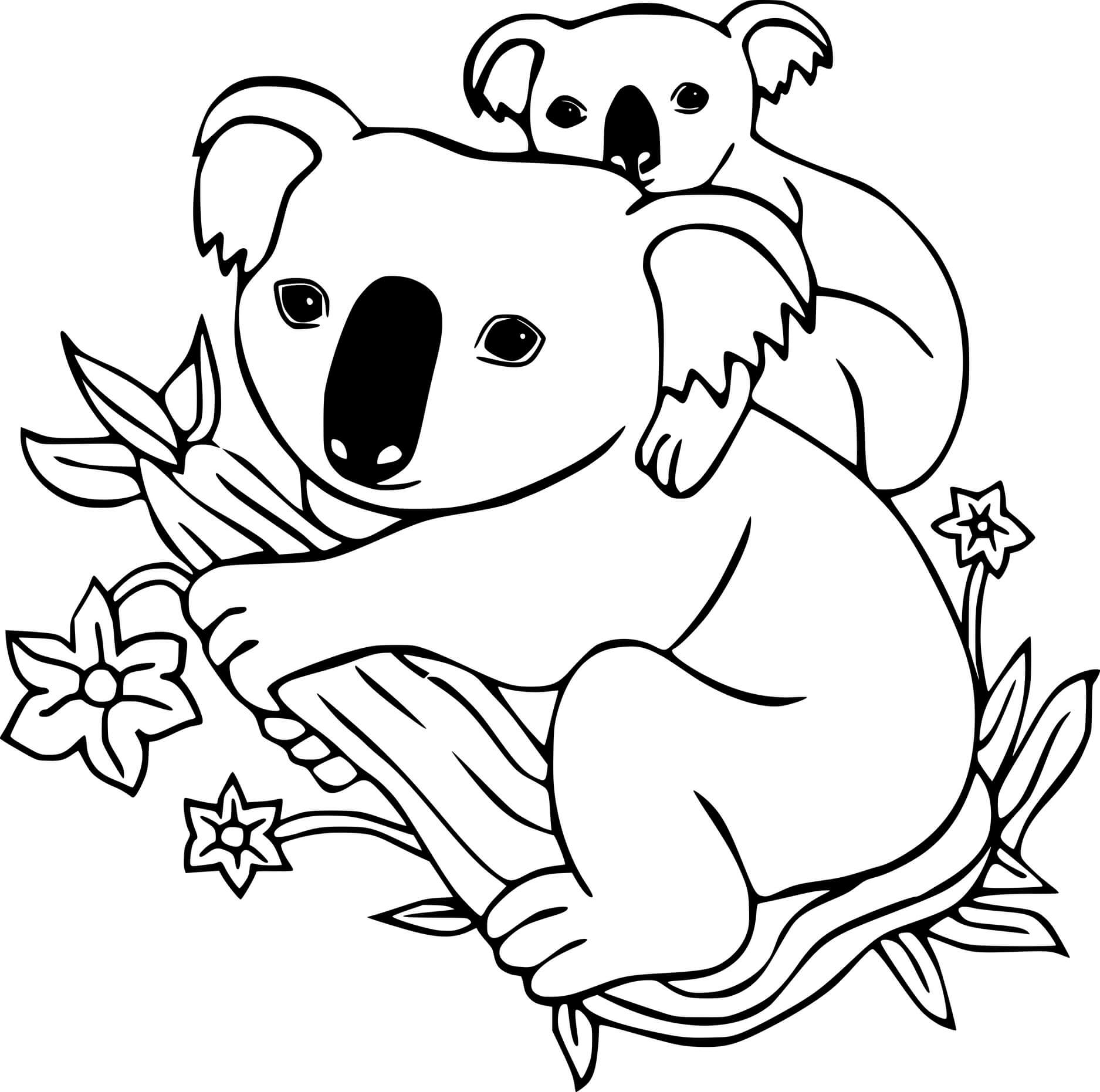 Cartoon Koala And Baby Coloring Pages   Coloring Cool