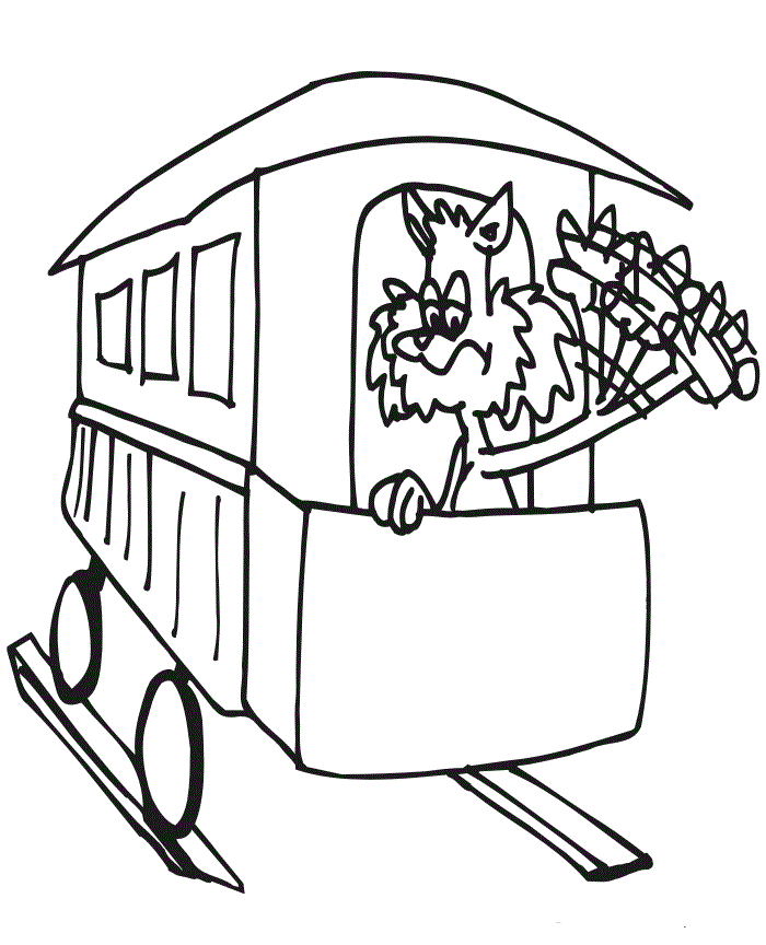 Cat In A Train 0e35 Coloring Page
