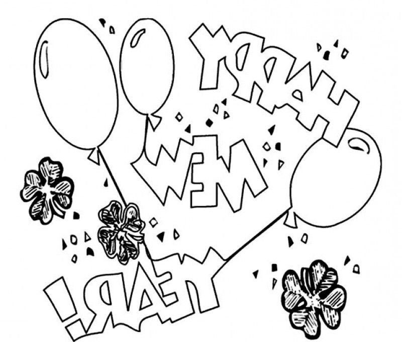 Celebrate New Year Eve With Three Balloons Coloring Page Coloring Page