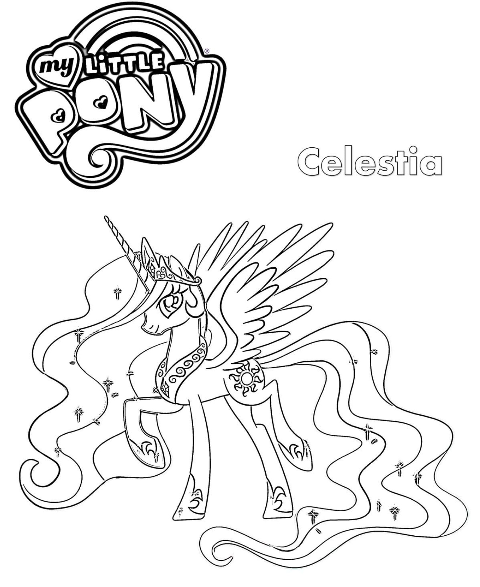 Celestia My Little Pony Coloring Page