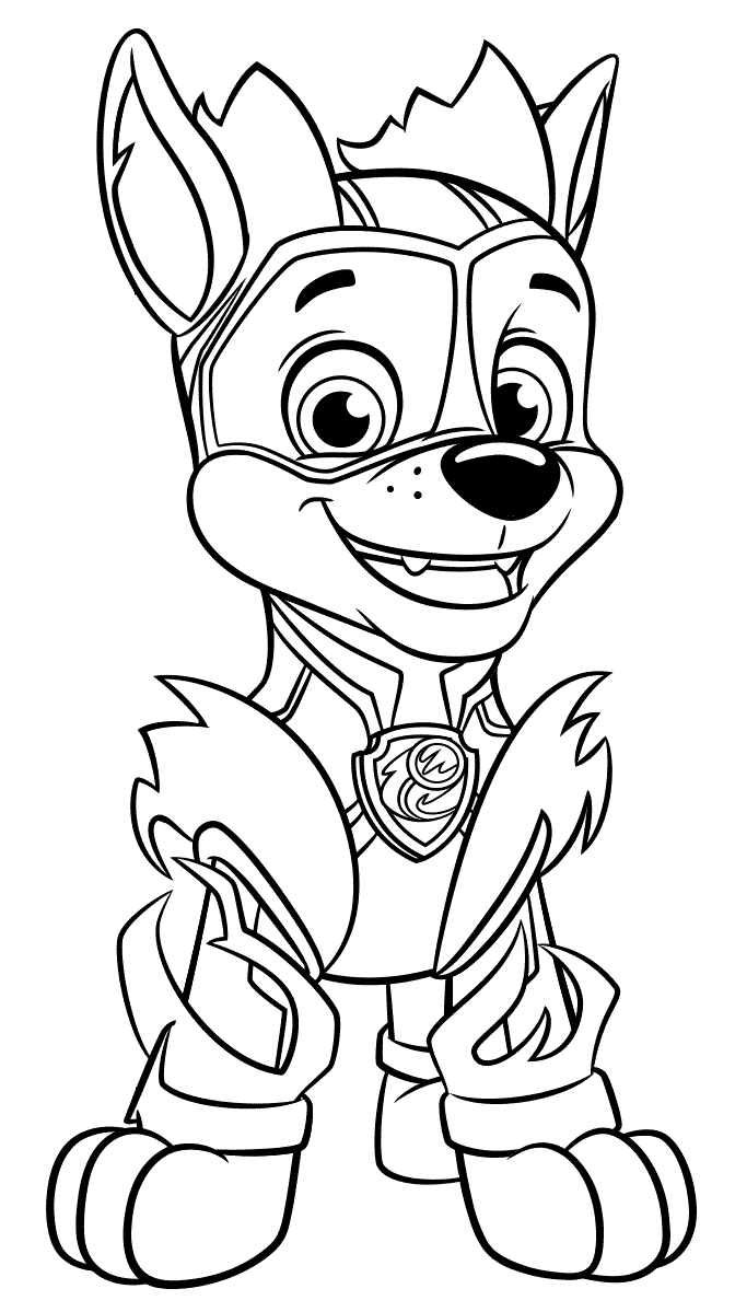 Chase From Paw Patrol Mighty Pups Coloring Page