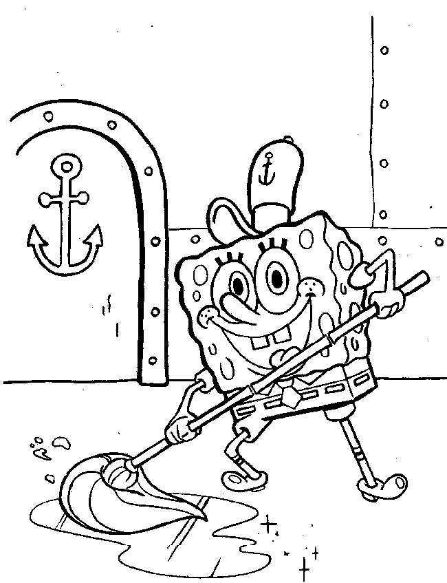 Cleaning The Floor Coloring Page