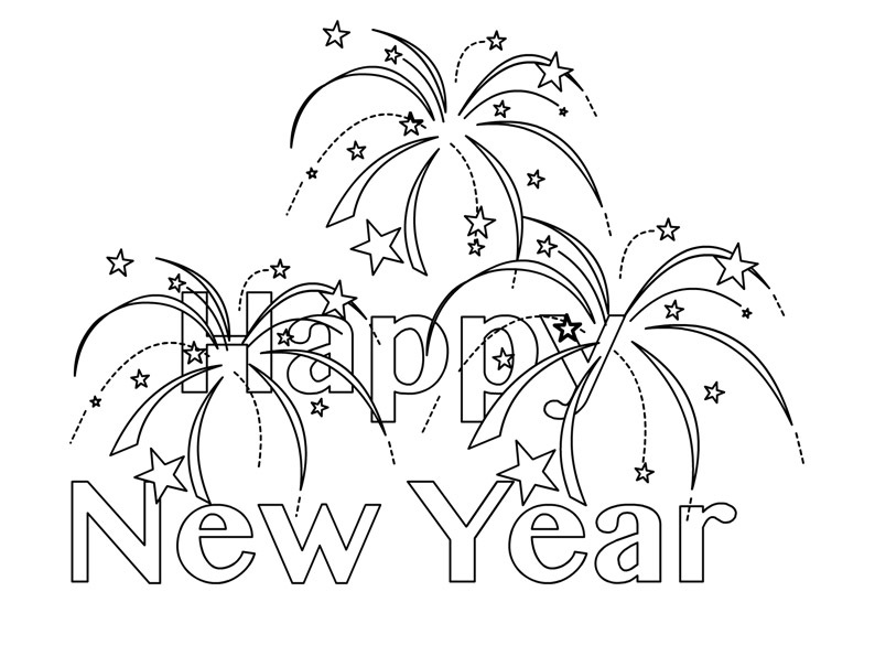 Clipart Happy New Year Coloring Page 1