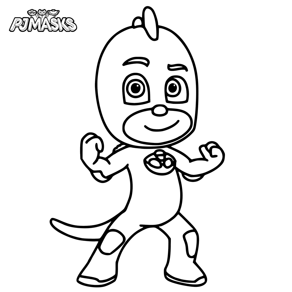 Colour In Gekko From PJ Masks Coloring Page