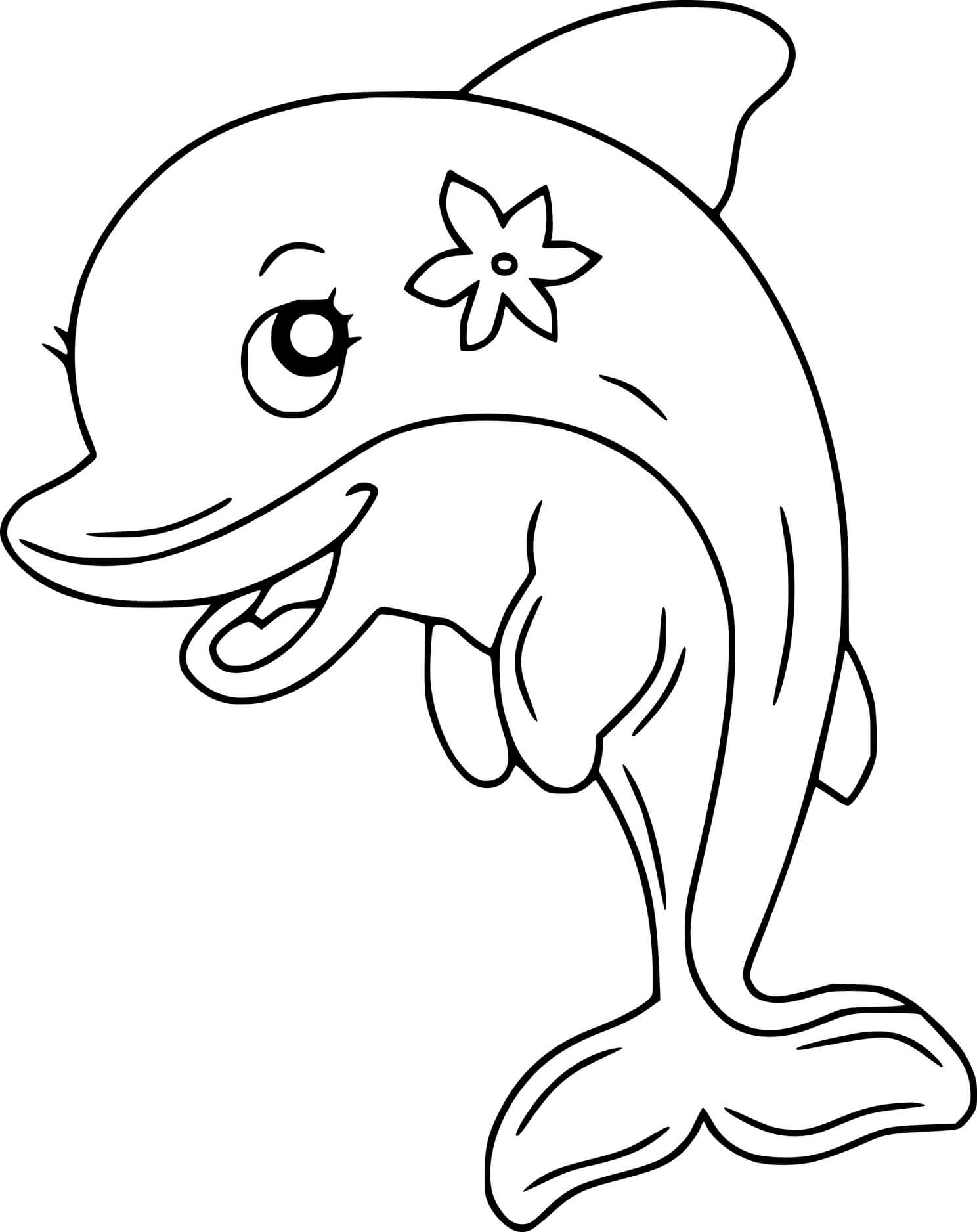 Cute Dolphin With A Flower