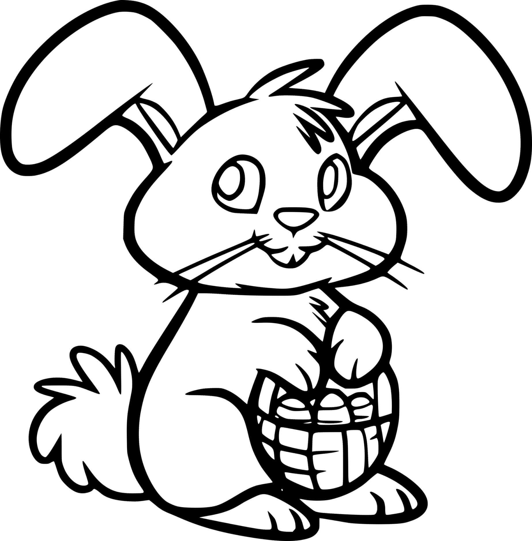 Cute Easter Bunny And One Egg Coloring Page