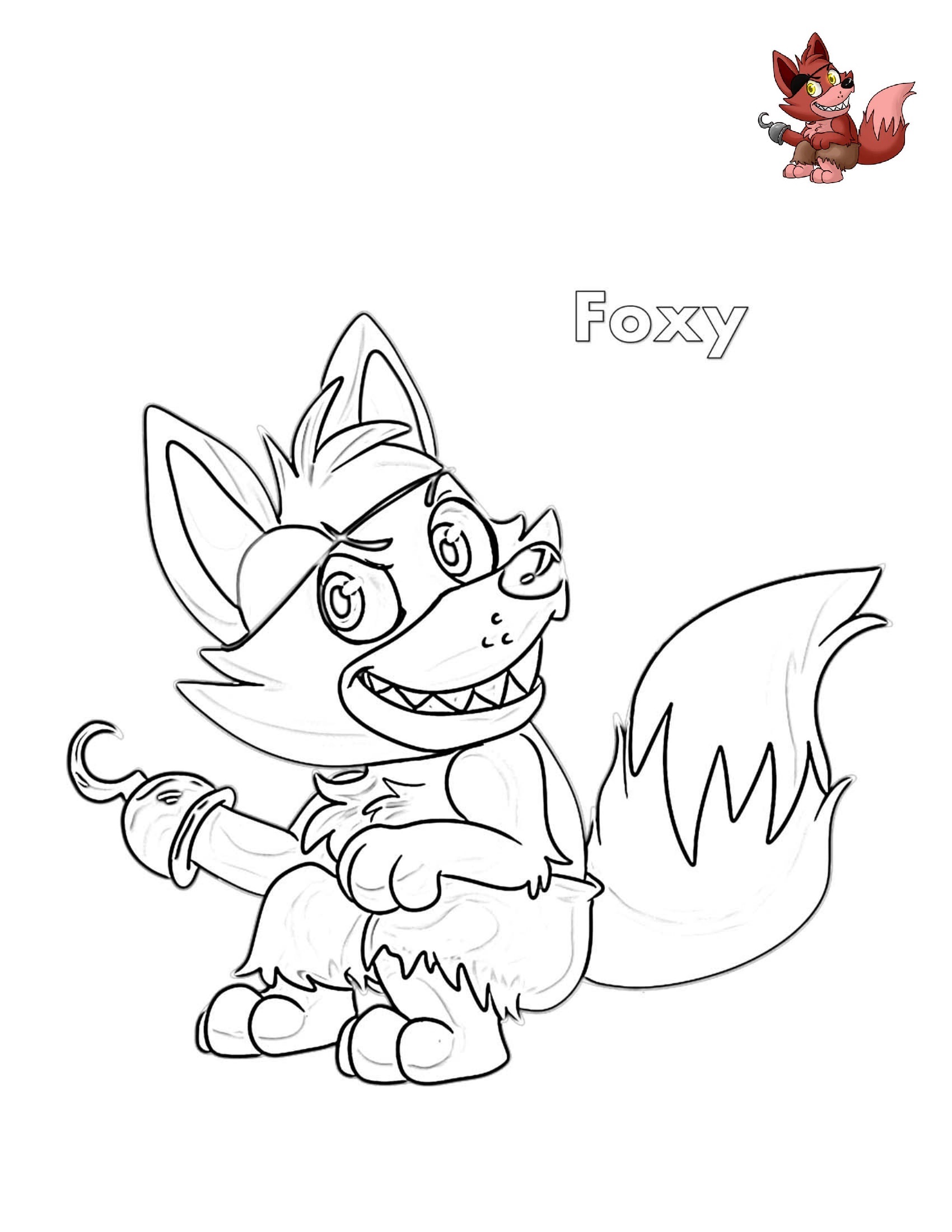 Cute Foxy FNAF Coloring Page