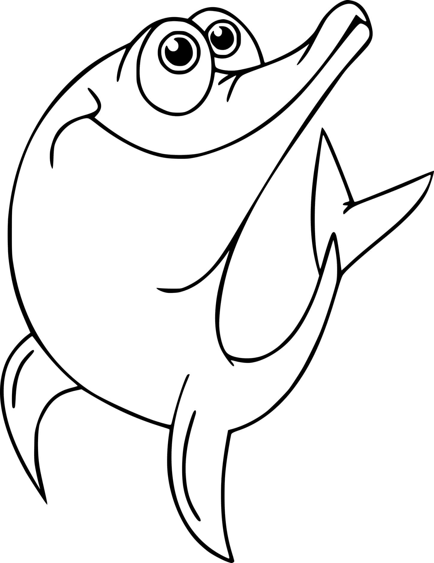 Cute Funny Dolphin Coloring Page