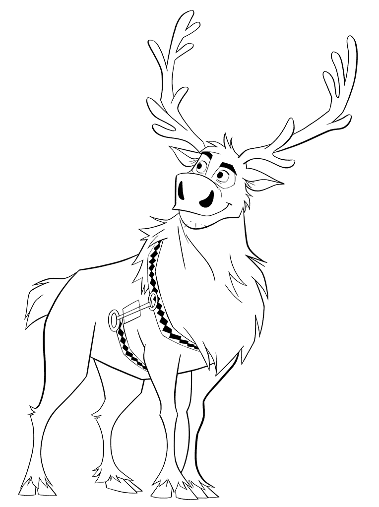 Cute Reindeer Sven Coloring Page
