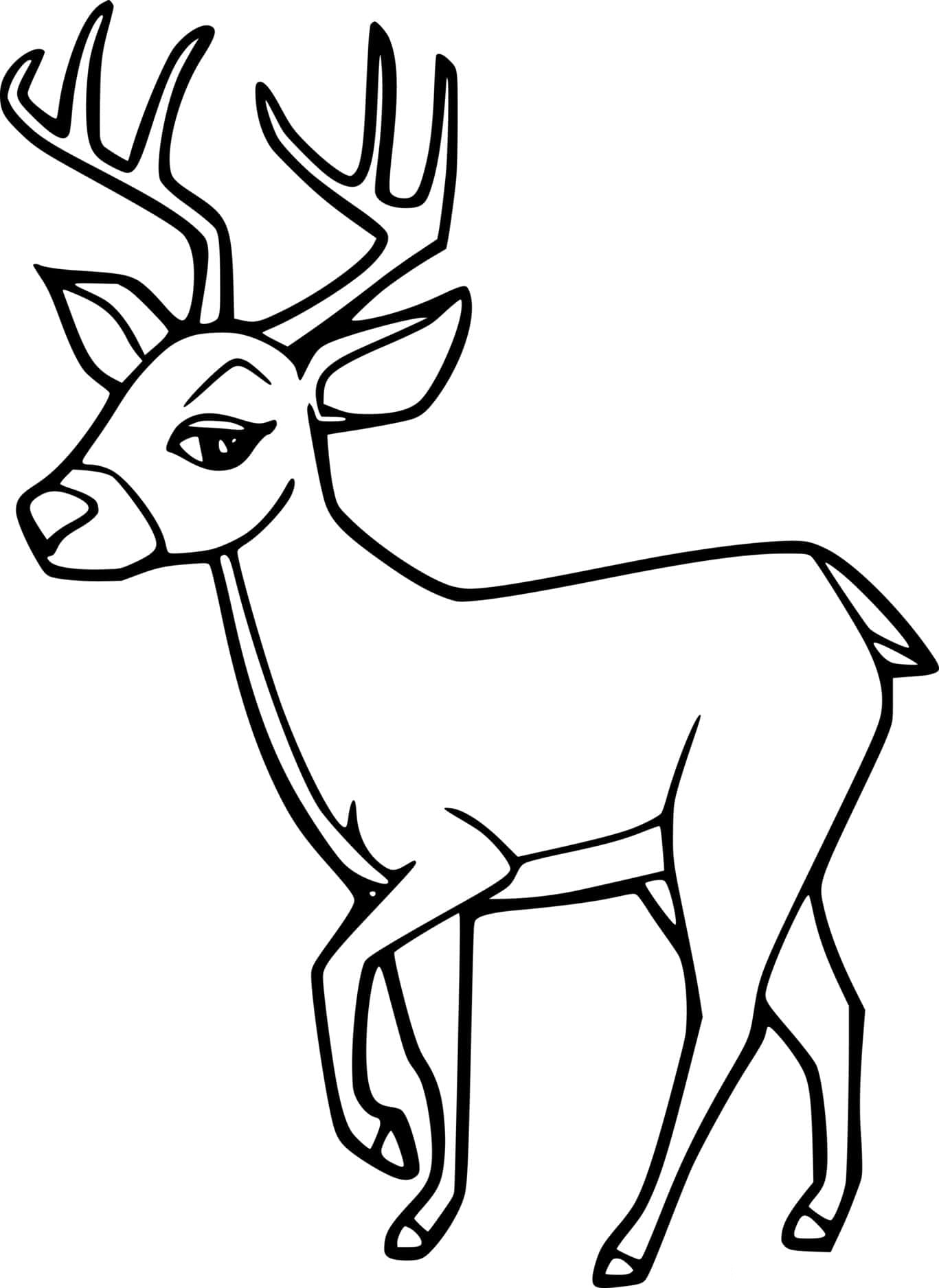 Cute Walking Deer Coloring Page