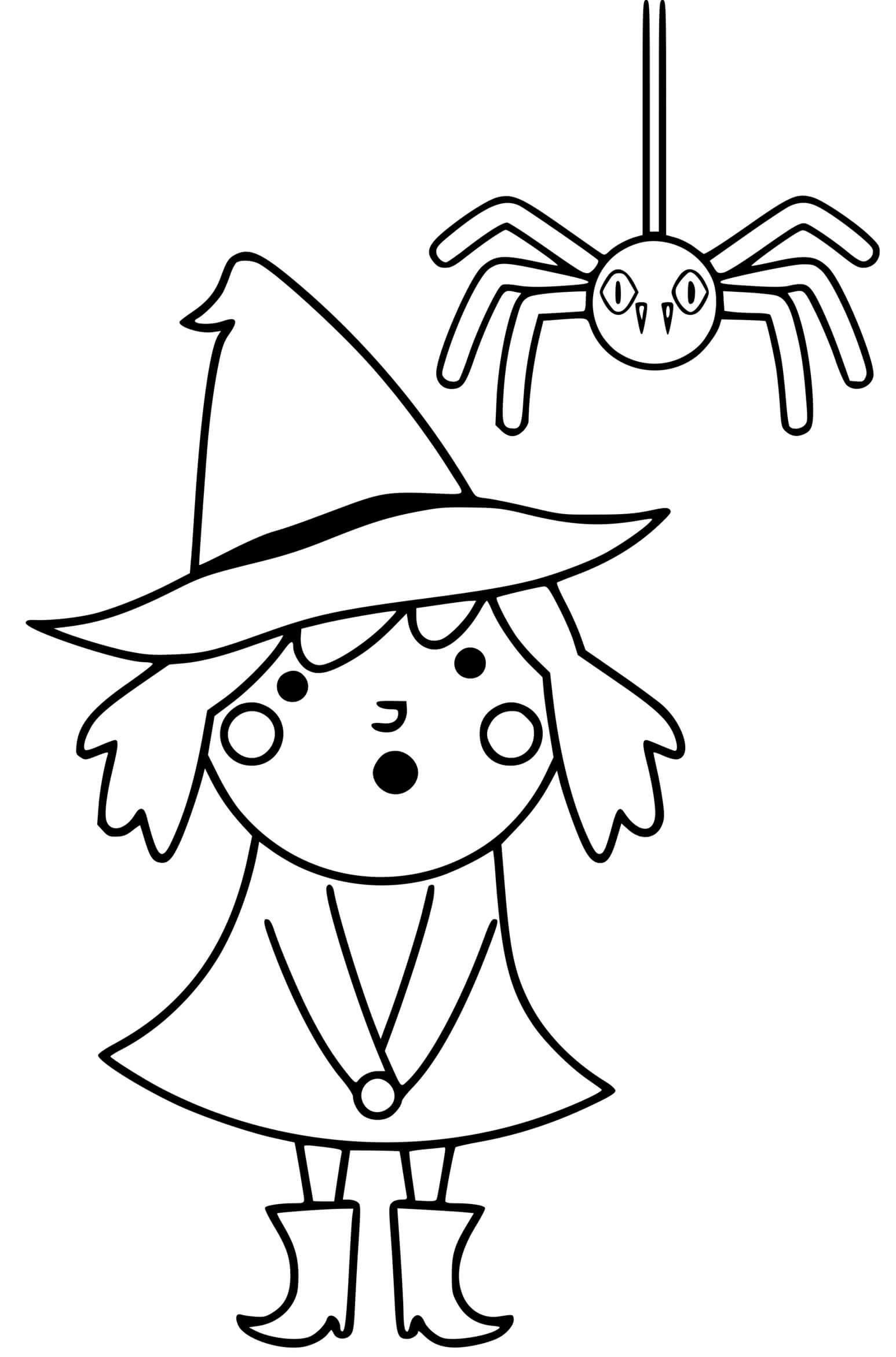 Cute Witch And Spider