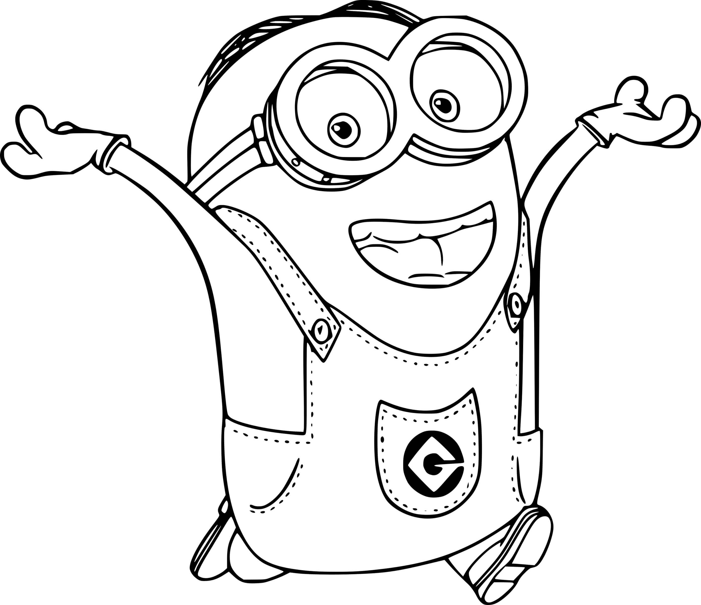 Dave Minion Jumping Happily Coloring Page