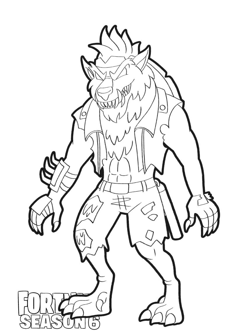 Dire Wolf Skin From Fortnite Season 6 Coloring Page