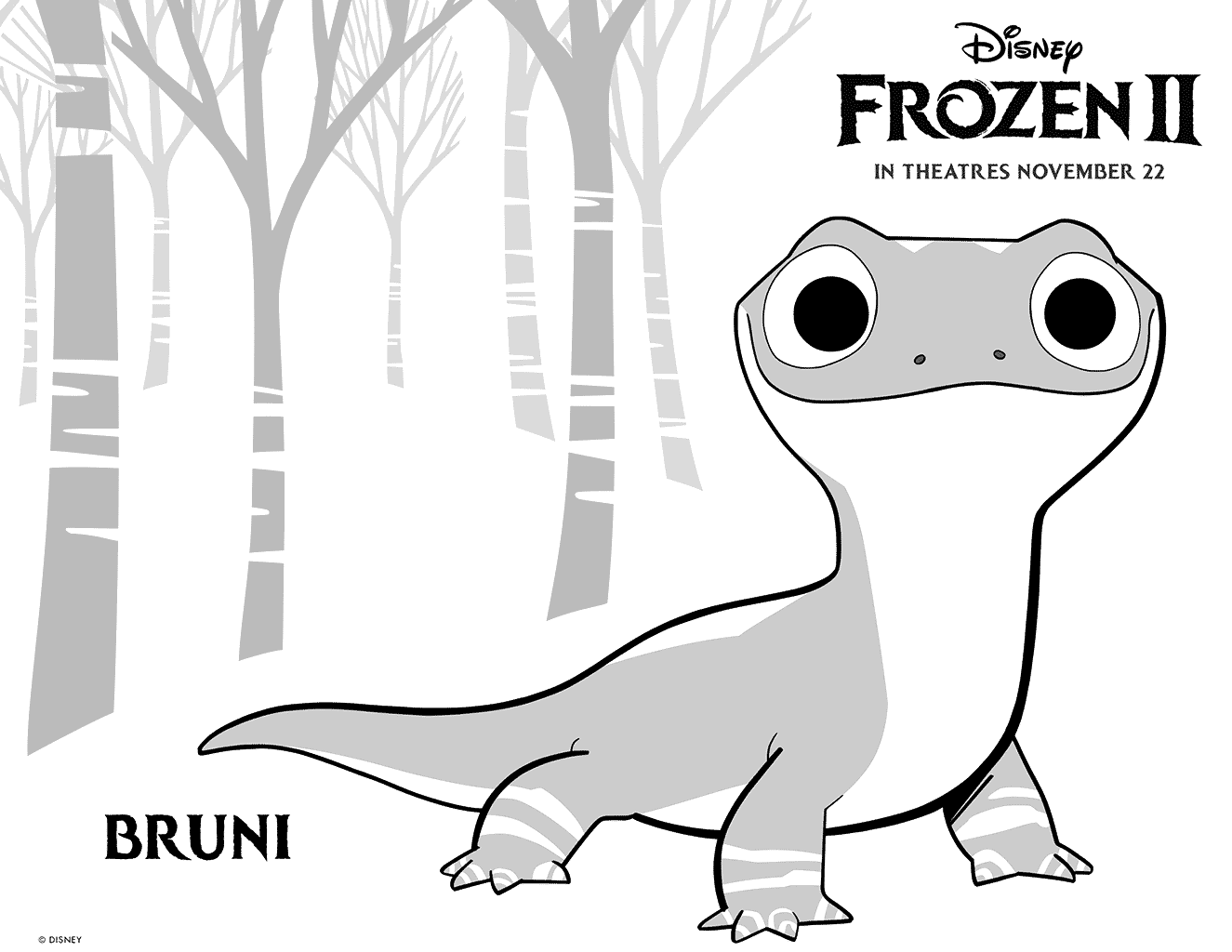 Disney Frozen 2 Bruni Salamander Coloring Page
